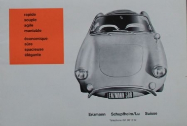Enzmann Volkswagen 506 Cabriolet Spider 1956 Automobilprospekt (6636)